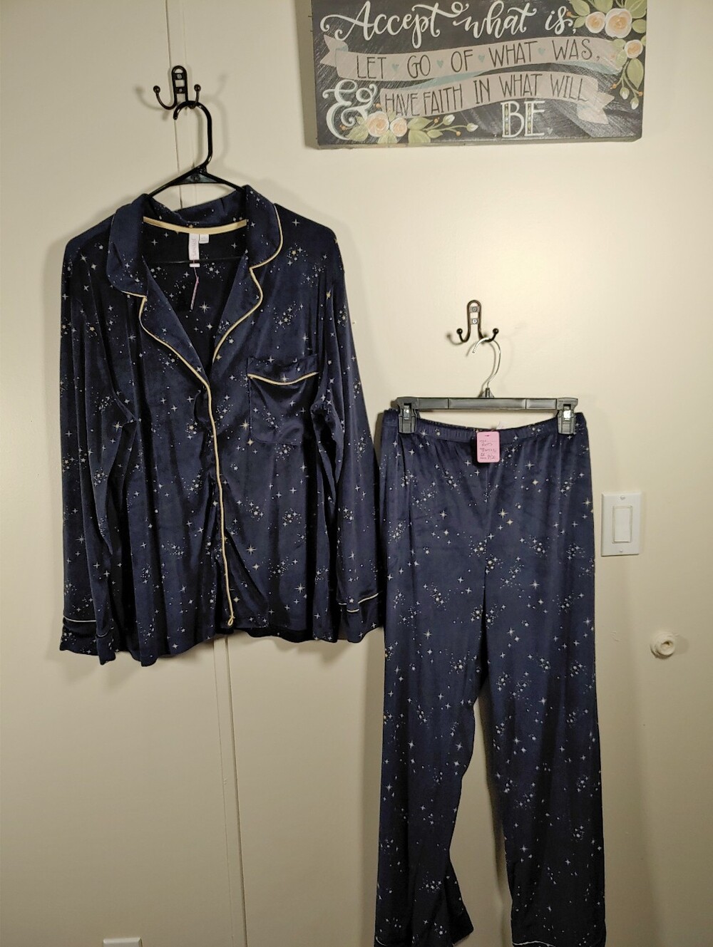 Gorgeous Joyspun 2X 18/20 Blue Star Velour Super Soft Pajama Set